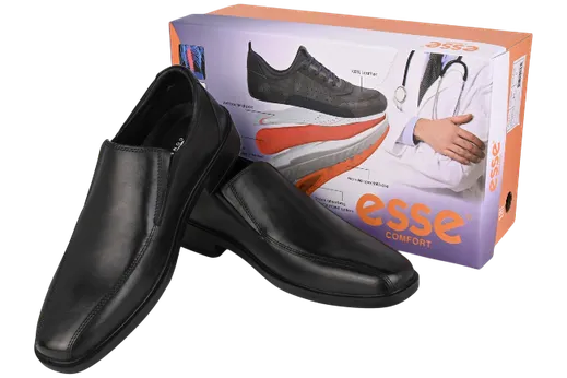 Esse Comfort Men's Leather Cushioned Bicycle Toe Slip-On - Black - view 8